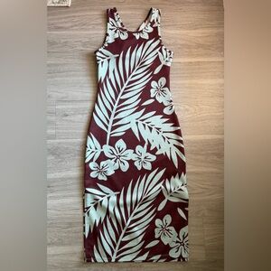 Roxy Tropical Dress in Brown and Teal